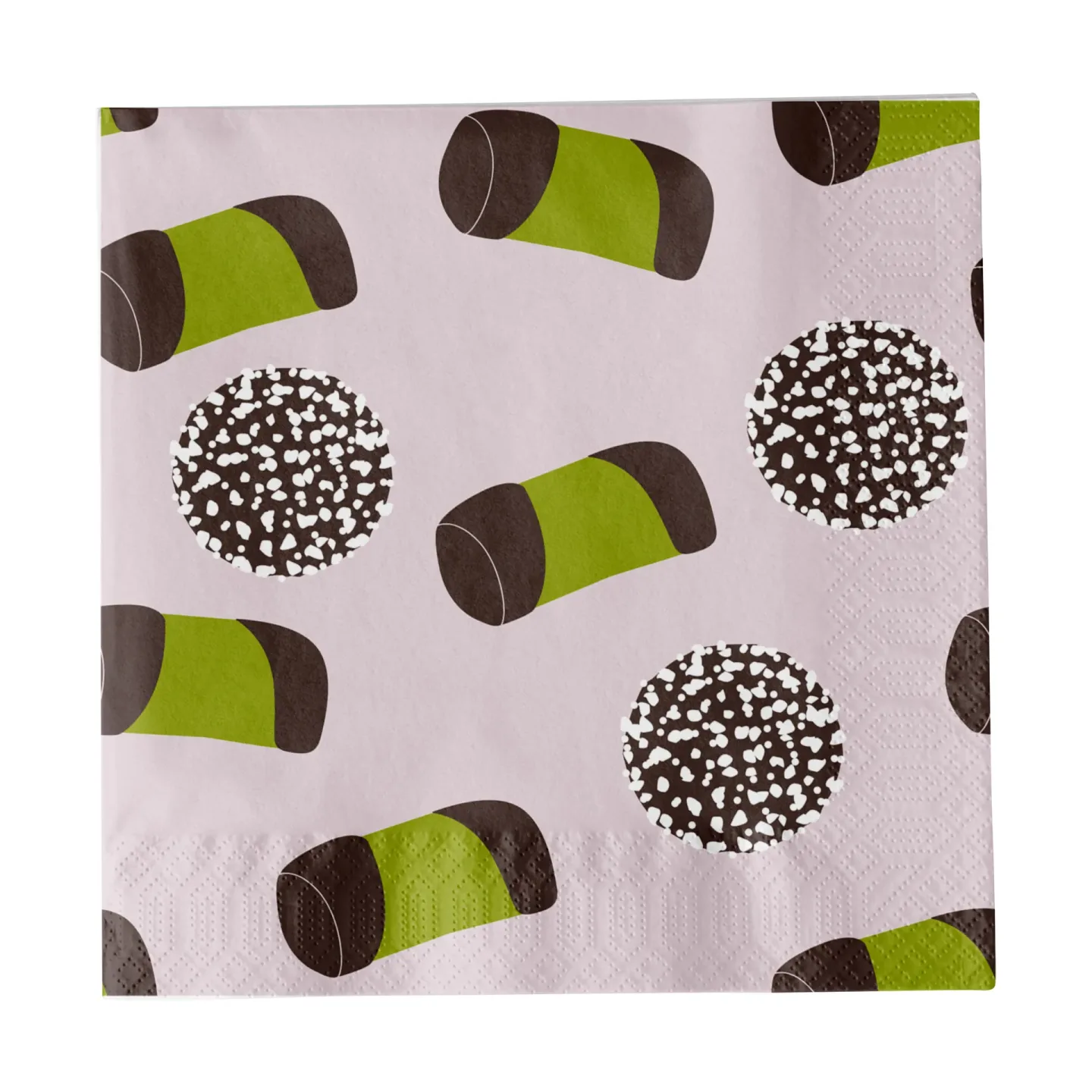 Pluto Design Like a Swede Serviette Rosa-grün-braun-weiß