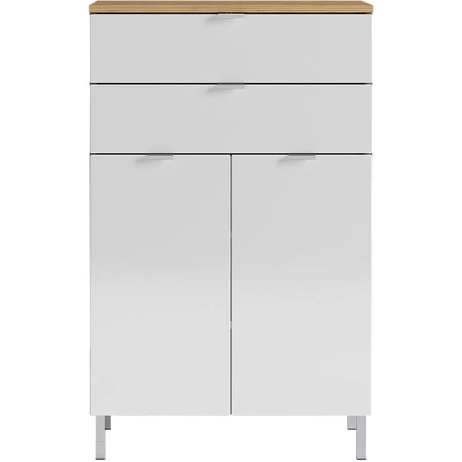 Badezimmerschrank Mauris Natur, Weiss, Silber Holzwerkstoff, Metall B 60 T 34 H 97 cm