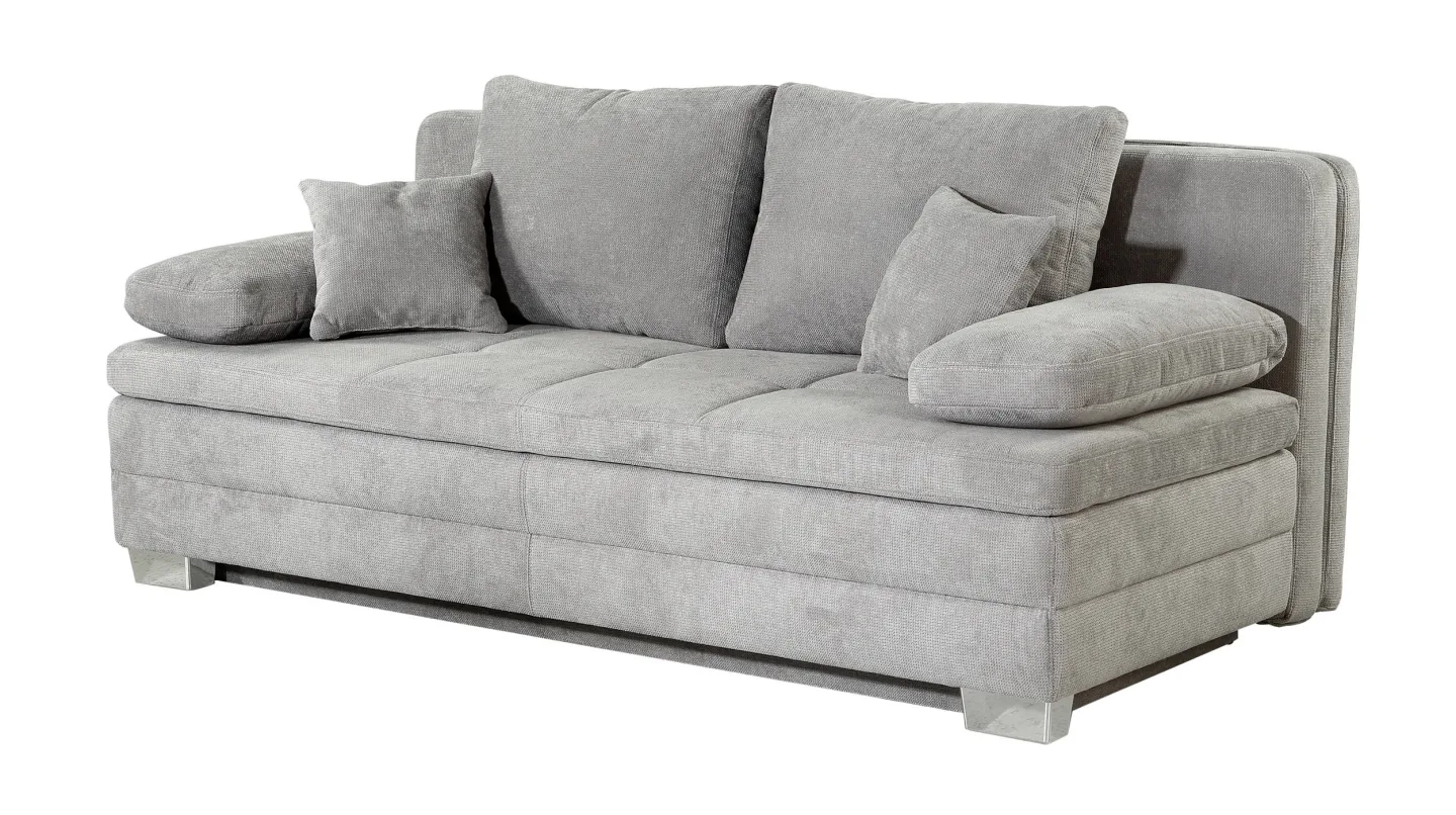 Schlafsofa Bettkasten Dauerschläfer grau Federkern 203 cm - LINDAU