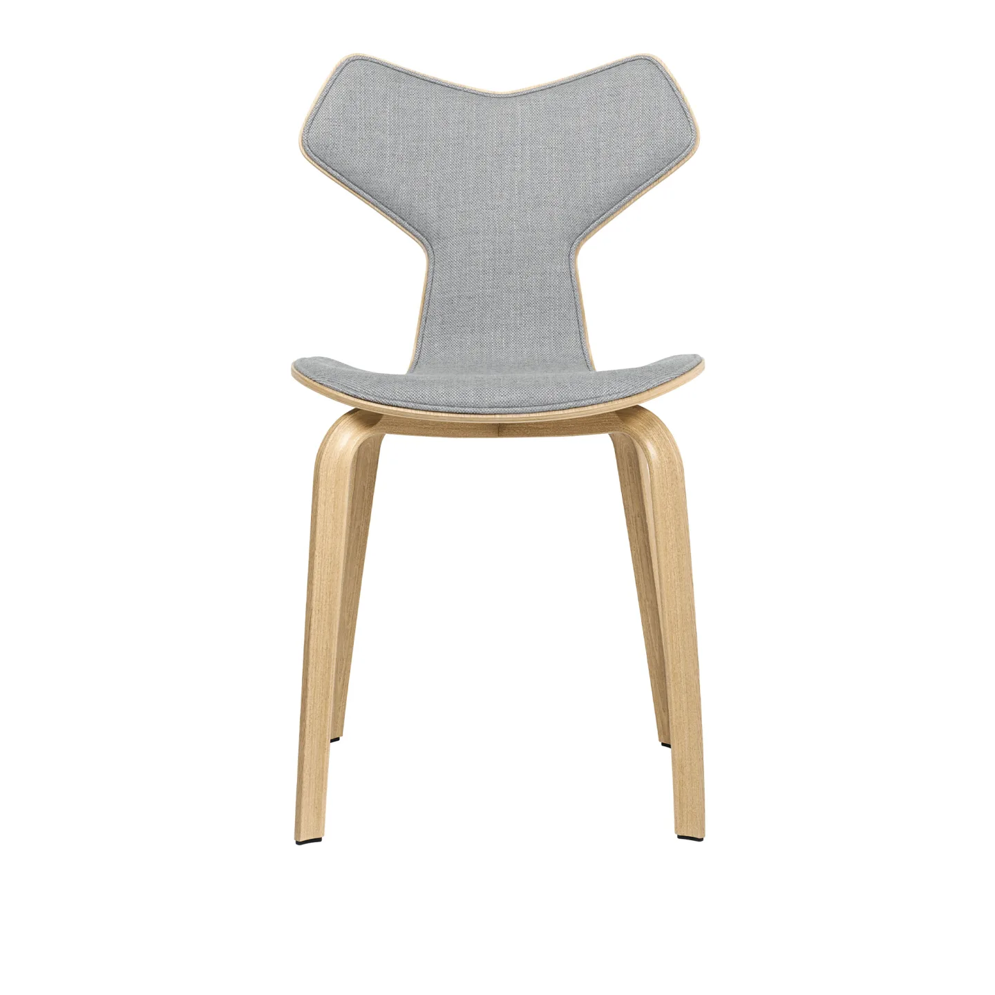 Fritz Hansen - 4130 Grand Prix, Helklädd, Träben valnöt, Tyg, Hallingdal 130 - Matstolar - Arne Jacobsen - Grå - Metall/Trä/Textilmaterial