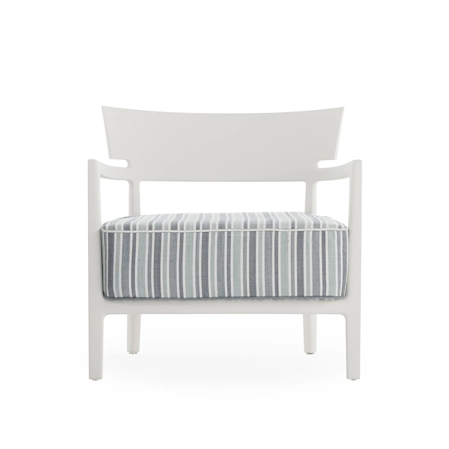 Kartell - Cara Mat Outdoor White/Green Stripes - Fåtöljer utomhus - Philippe Starck - Grön - Textilmaterial/Plast