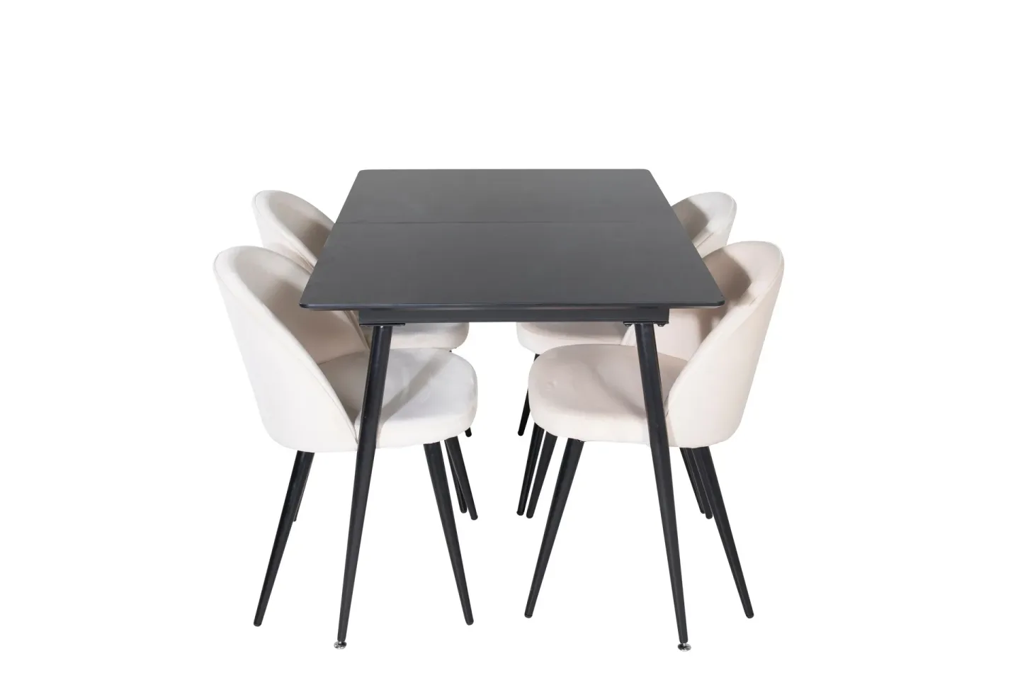 Silar Matgrupp Förlängningsbar 120 cm Rektangulär med 4 Velvet stolar - Beige
