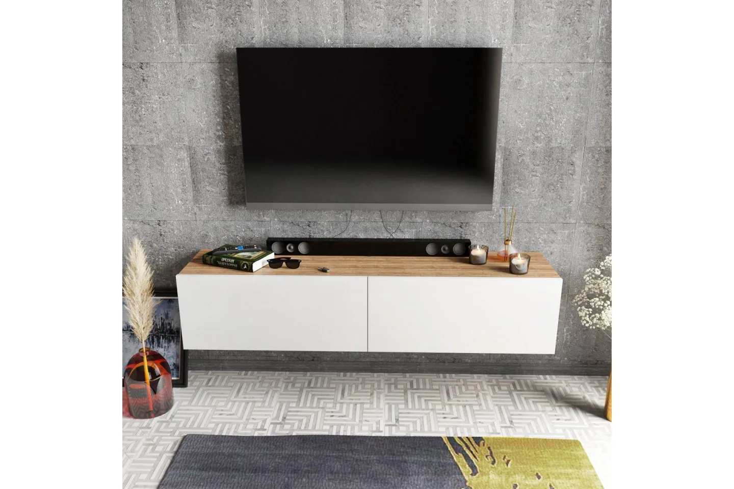 Rinorea Tv-bänk 159,7x34,1 cm - Vit