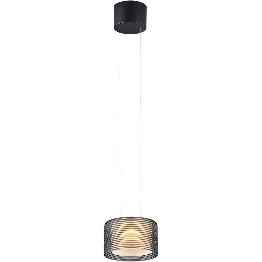 Designer-Pendellampe Bankamp Grand Groove schwarz 1-flammig dimmbar D 20 cm - LED - Lichtfarbe: Extra warmweiss - Material: Aluminium/Glas -