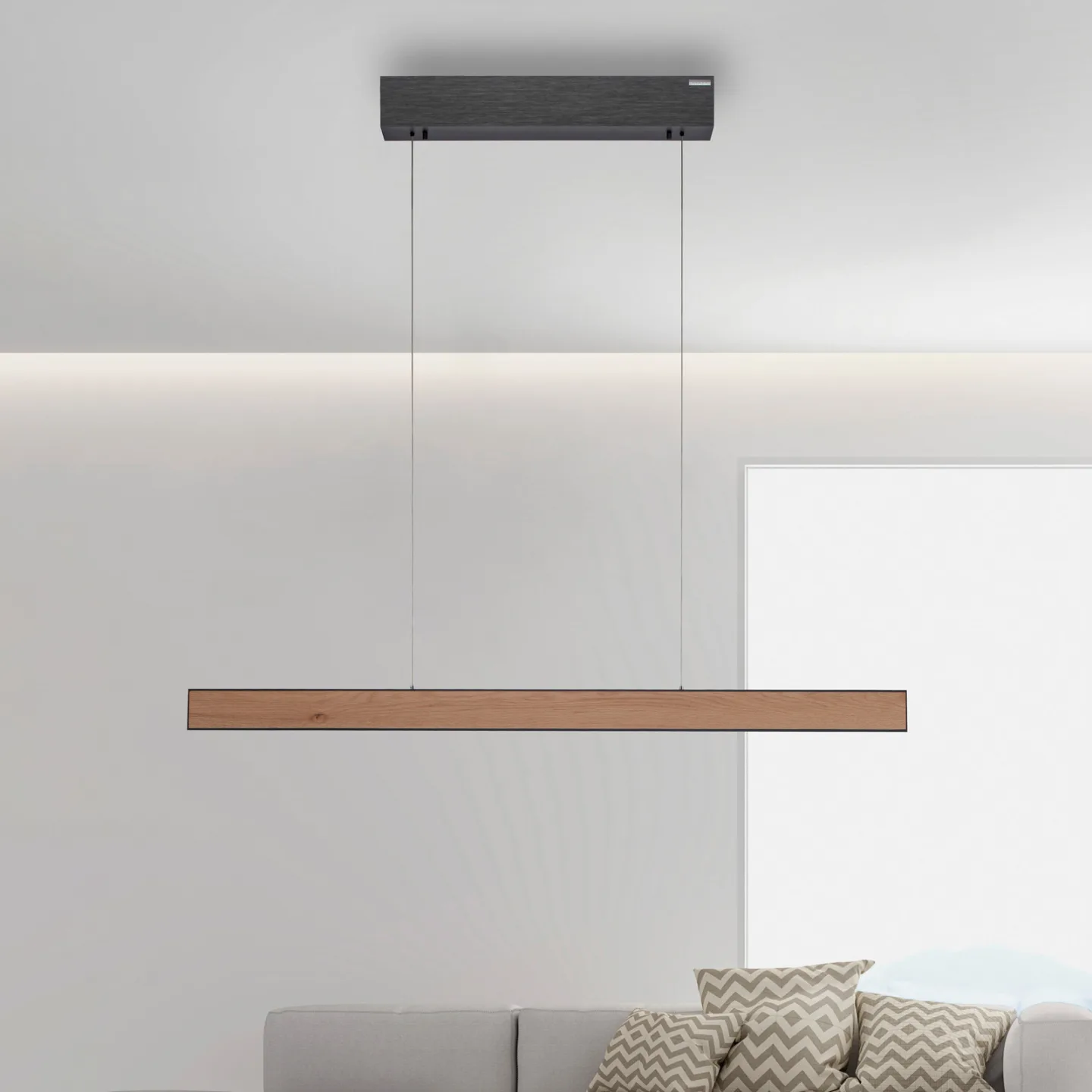 E-Motion LED-Pendelleuchte, oak/black pearl, CCT - PURE PURE E-Motion - Wohnzimmer - Modern - Metall - Einflammig