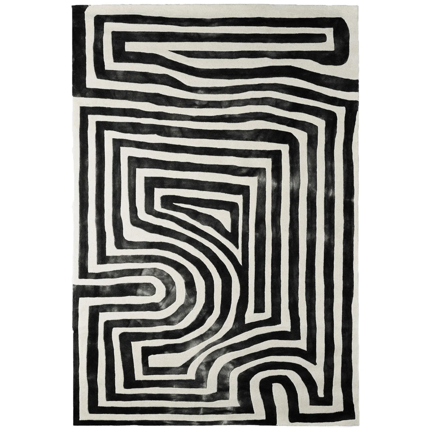 Dusty Deco - Psychedelic Labyrinth Rug Charcoal Dip Dye - Ullmattor - Edin & Lina Kjellvertz