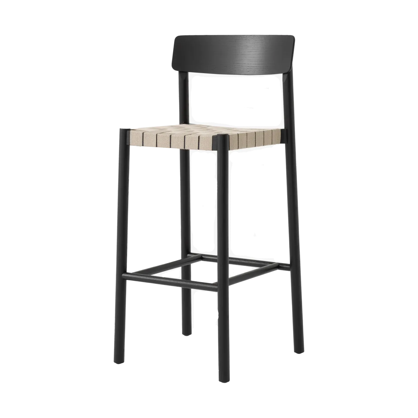 &Tradition Betty TK15 Bar Chair Barstuhl 75 cm Schwarz lackierte esche-naturfarbenes leinen