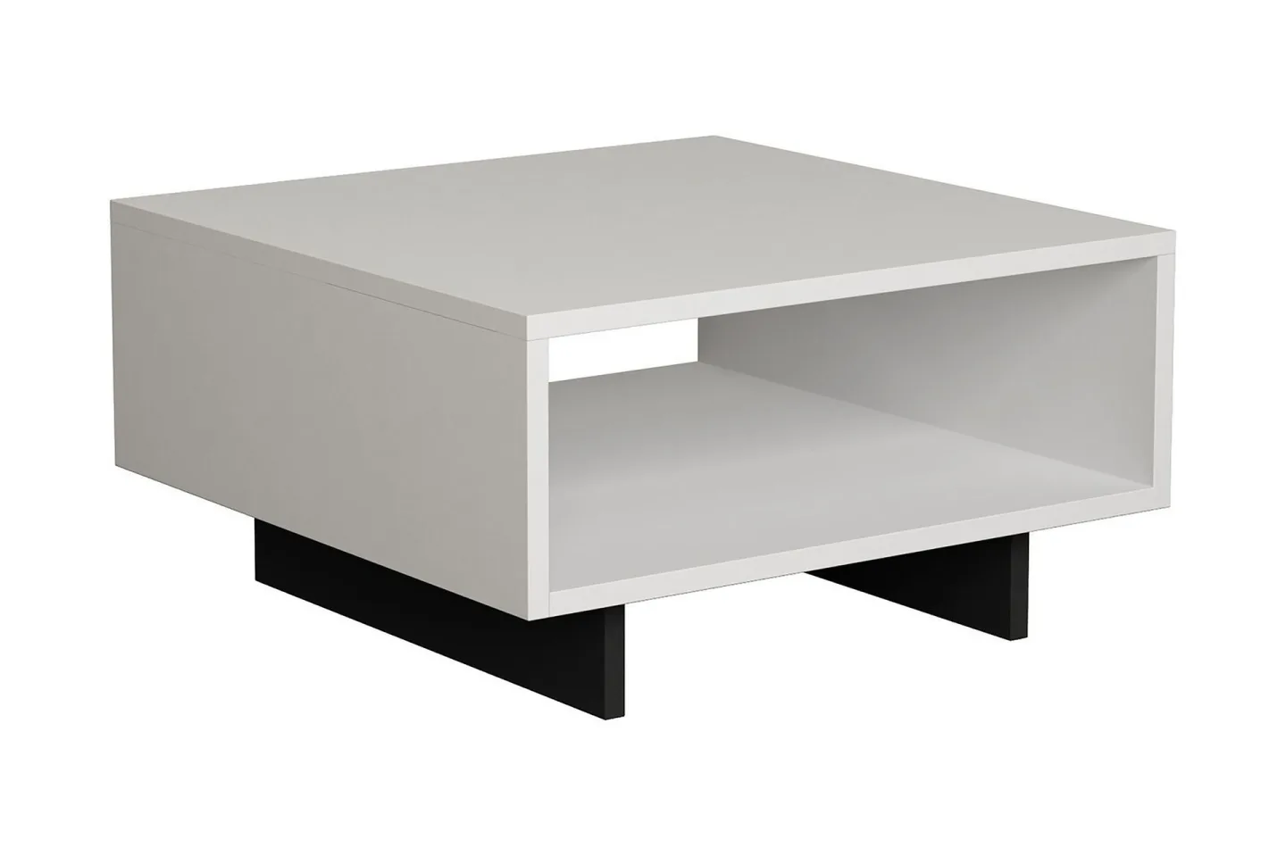 Hapeila Soffbord 60 cm med Förvaring Hylla - Vit/Mörkgrå