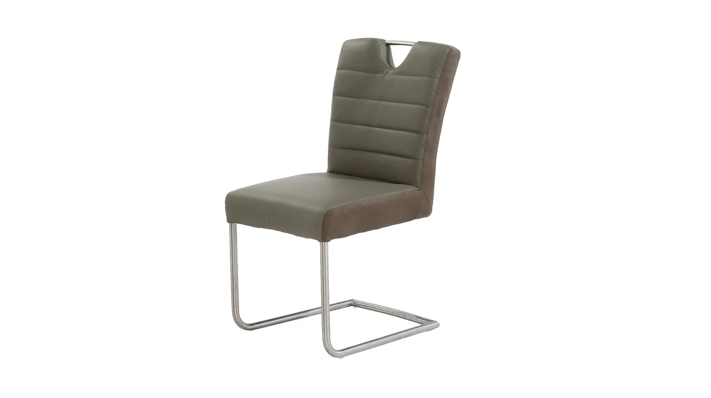 Schwingstuhl für Esszimmer braun Echtleder - Stoffbezug - DEXTER