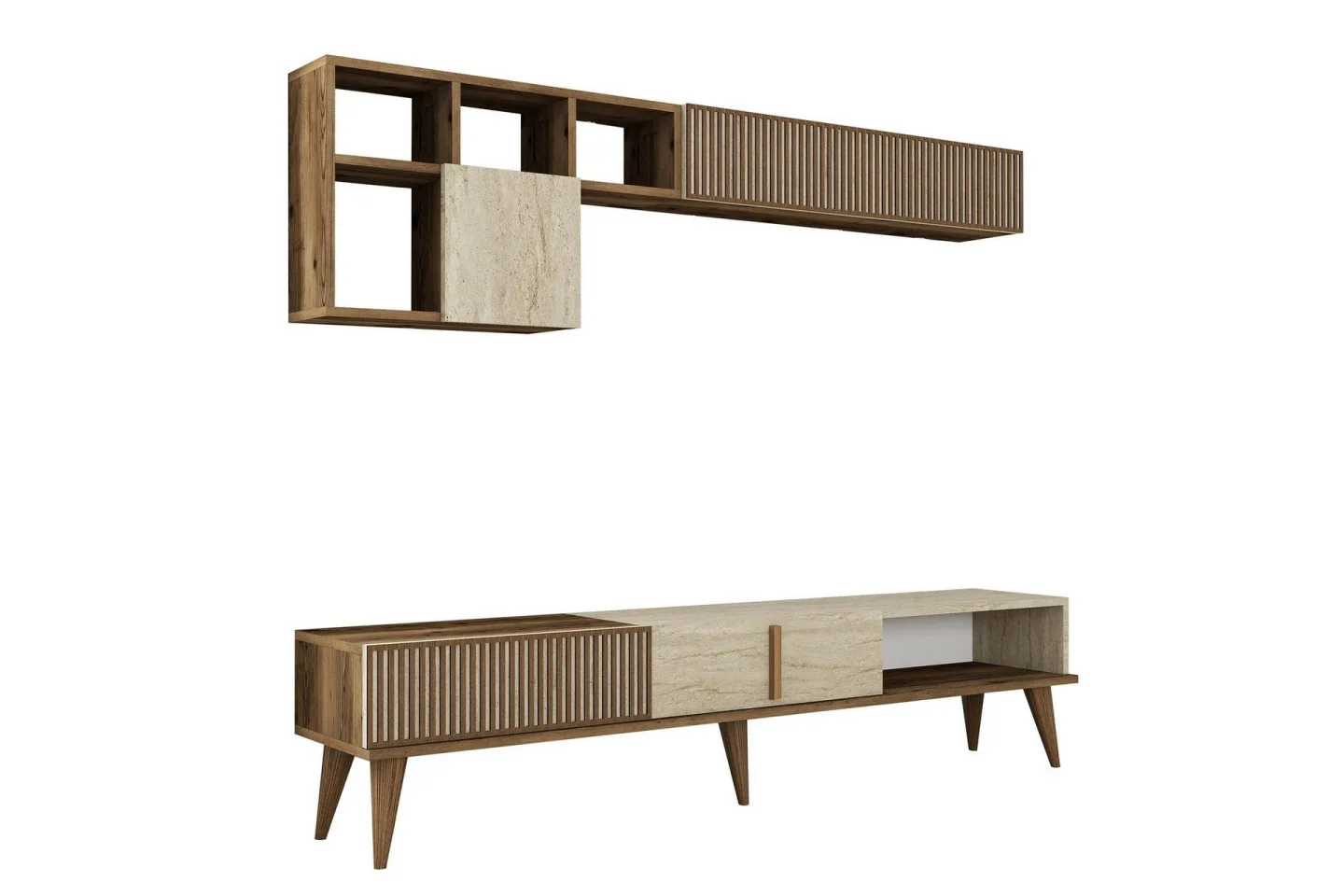 Lissione Tv-bänk 180 cm - Valnöt/Beige