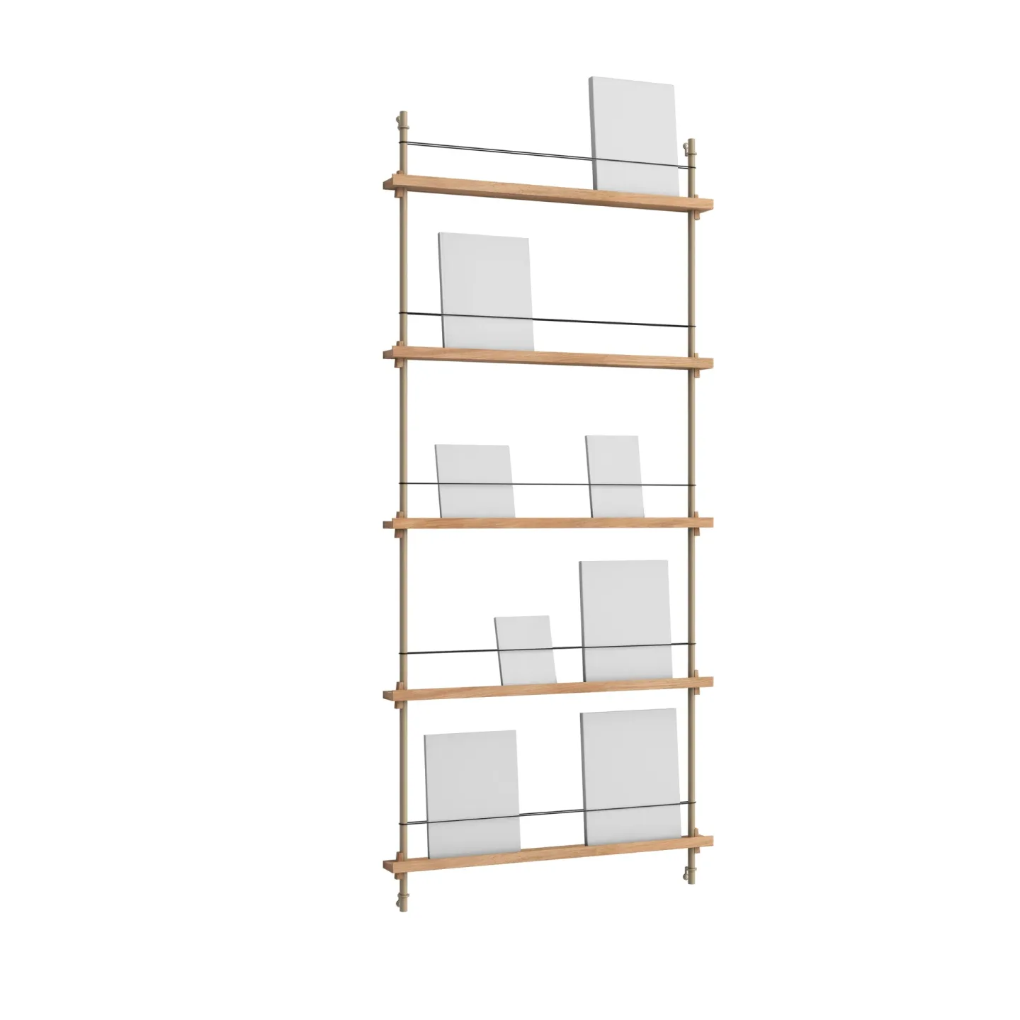 MOEBE Magazine Shelving Zeitungsständer Eiche-warm grey, 85x180x7 cm, MS.180.1