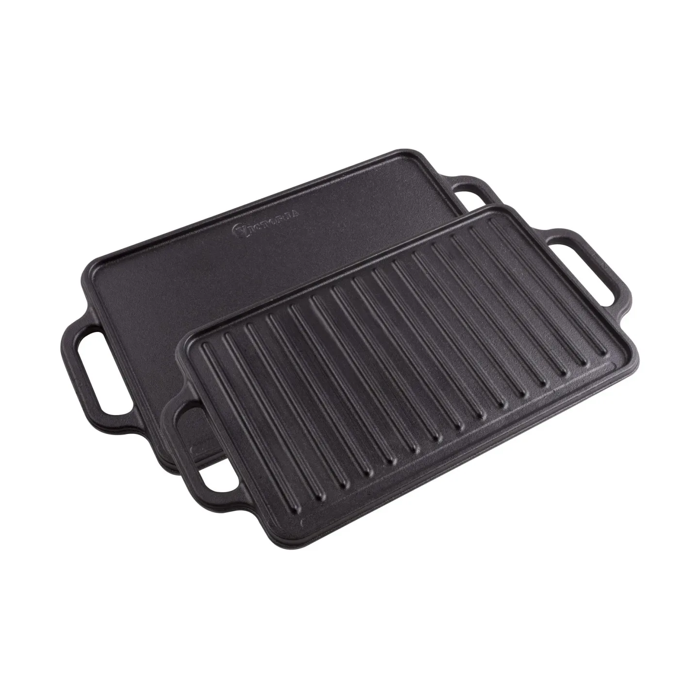 Victoria Grillteller Gusseisen wendbar 21x33 cm Schwarz