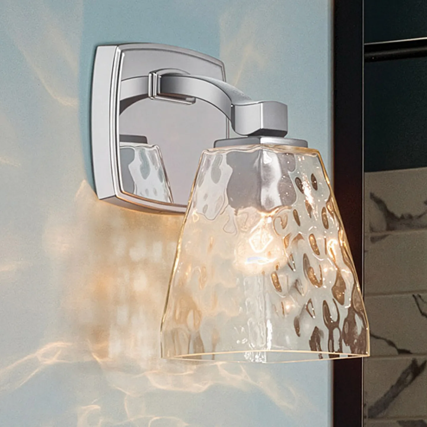 Marant væglampe, krom/klar, højde 24 cm, IP44 – KICHLER - Badeværelse - Moderne - Metal - Kantet