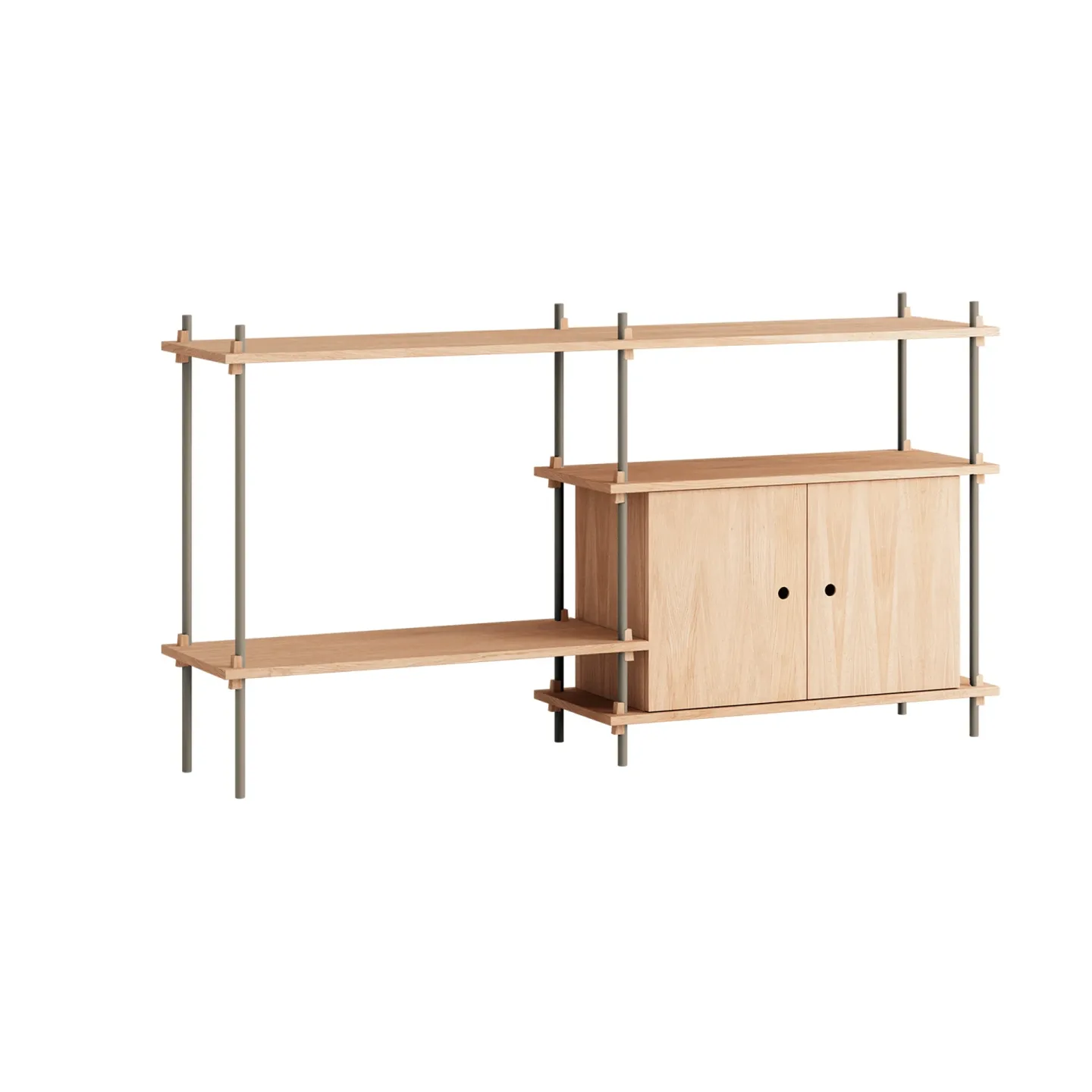 MOEBE Shelving System Regal mit Schrank Eiche-warm grey, 163x85x35 cm, S.85.2.C