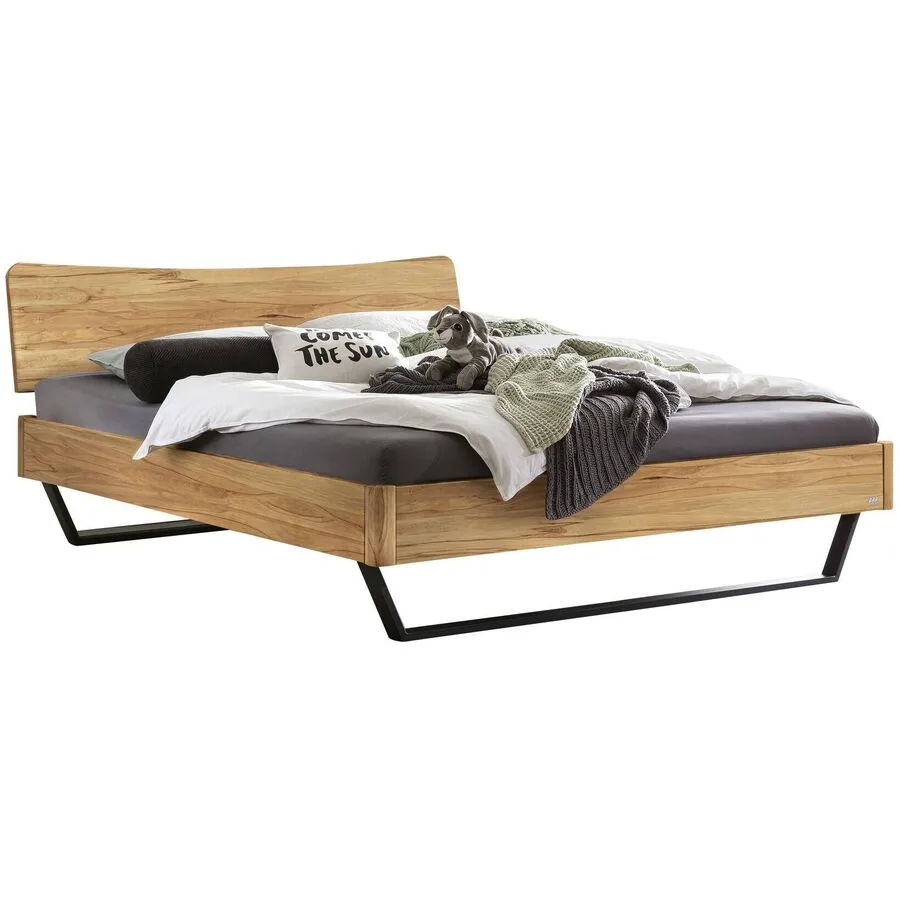 Hasena Bett Castello Natur, Schwarz Buche Massivholz 140 x 200 cm