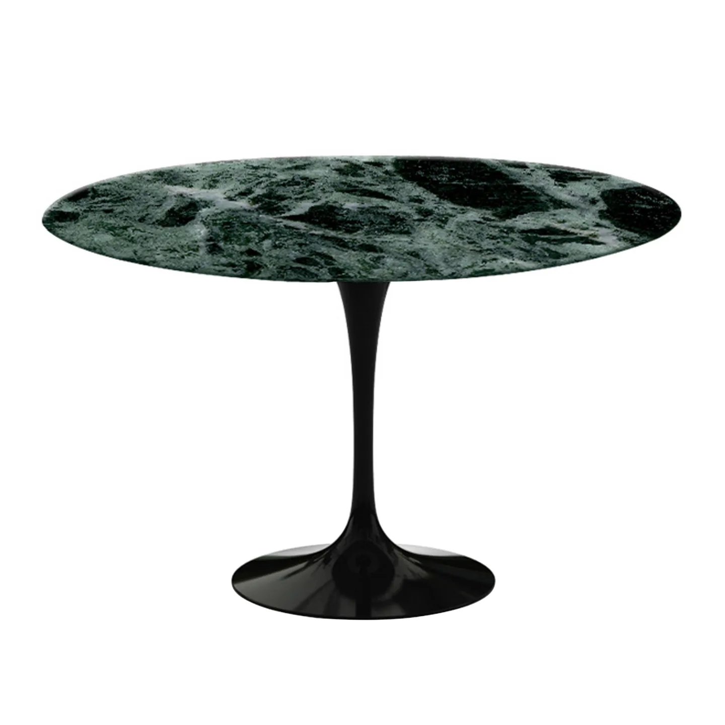 Knoll - Saarinen Round Table - Matbord, Ø 120 cm, Svart underrede, skiva i matt grön Alpi marmor - Matbord - Eero Saarinen - Grön - Metall/Sten