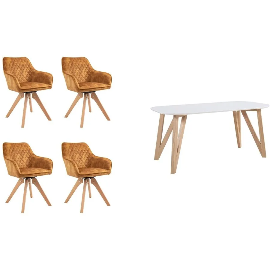 Essgruppe Yasmin Braun Samt - Farbe: cognac