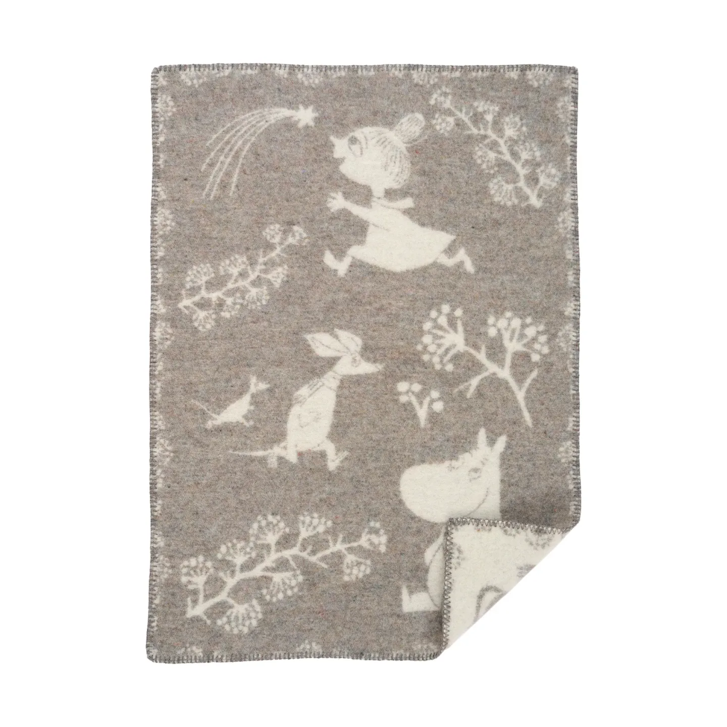 Klippan Yllefabrik Moomin winterland barnfilt 65x90 cm Grey
