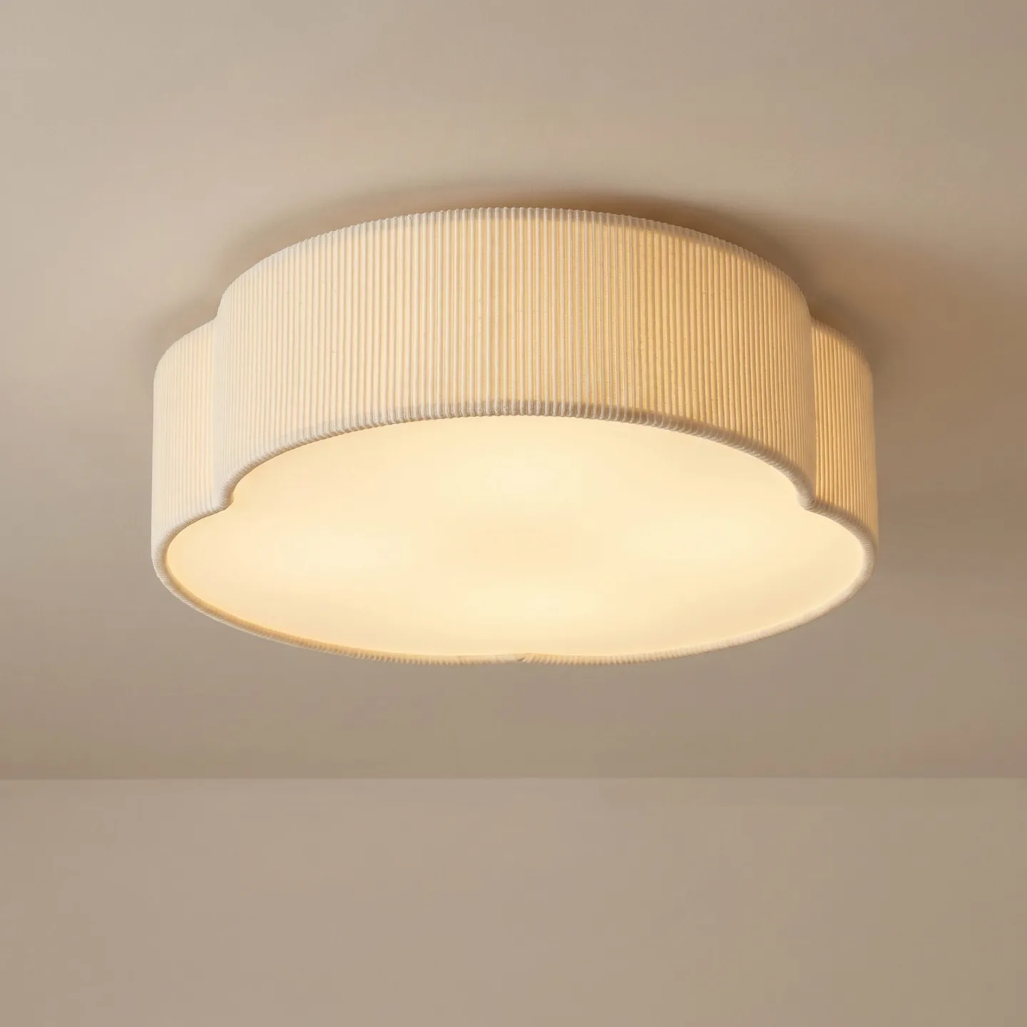 Winona LED-Deckenleuchte, Cord, 48 cm, creme, CCT - Lindby - Wohnzimmer - Stoff / Textil - Rund