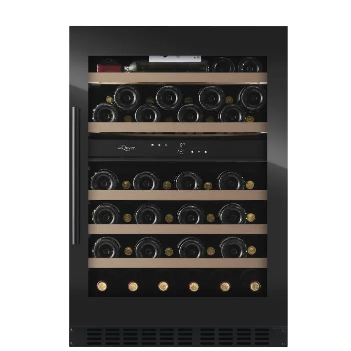 Einbau-Weinkühlschrank 60 cm - mQuvée WineCave 800 60D Fullglass Black, Schwarz, 2 Temperaturzonen, 800 mm hohe Tür
