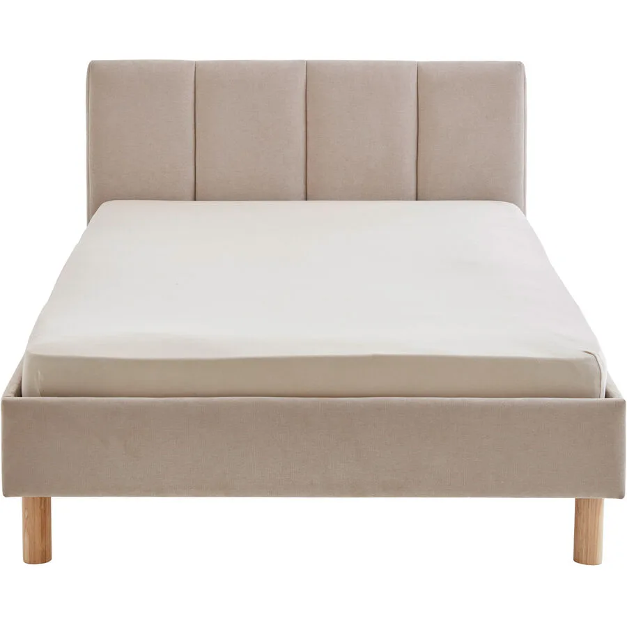 Bett Jess Beige Stoff 120 x 200 cm