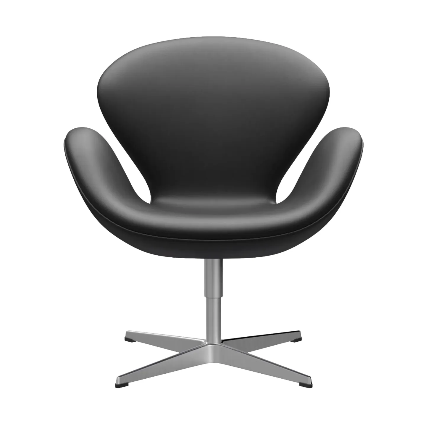 Fritz Hansen Svanen 3320 fåtölj Essential läder black-borstad aluminium