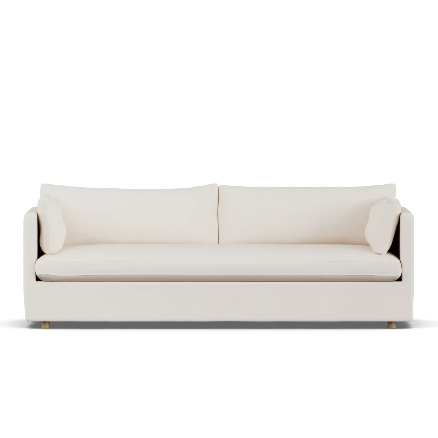 1898 Linnevik Sofa Caleido beige 9600-Eiche weiß geölt, 4-sitzig, mit Volant