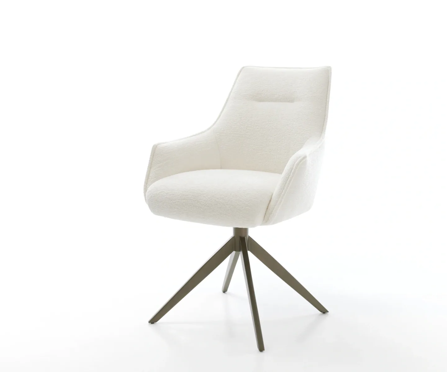 Drehstuhl Alja-Flex mit Armlehnen Bouclé Soft Beige Kreuzgestell breit Effektfinish Titan 360° drehbar Wippfunktion Taschenfederkern