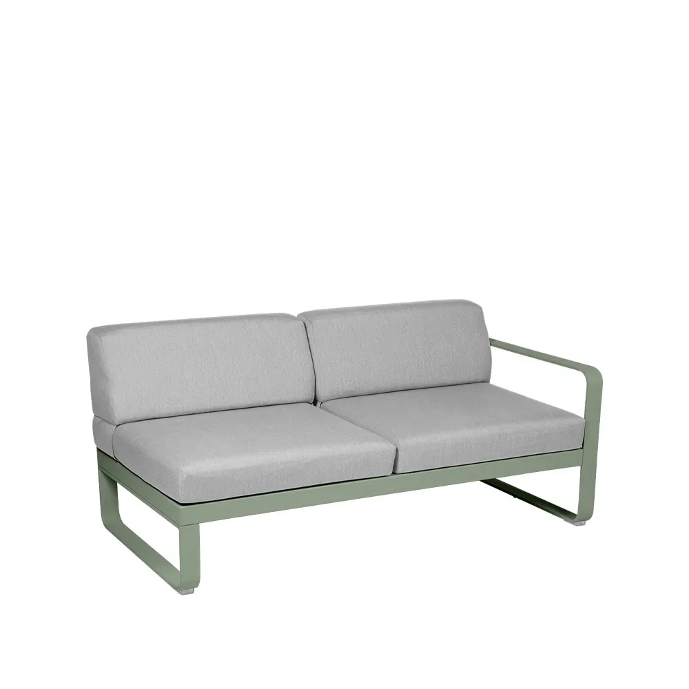 Fermob Bellevie Right modulsoffa 2-sits Cactus (grön), flannel grey dyna