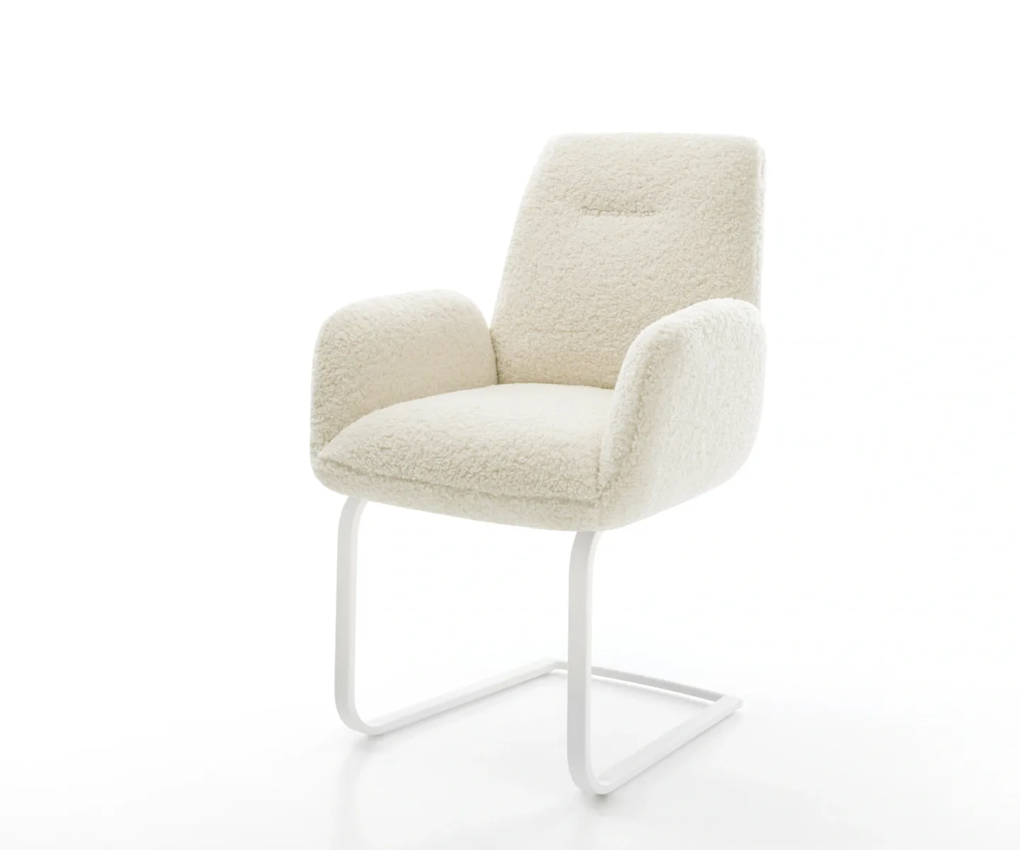 Freischwinger Zoa-Flex Teddystoff Beige Freischwinger flach Weiß Taschenfederkern