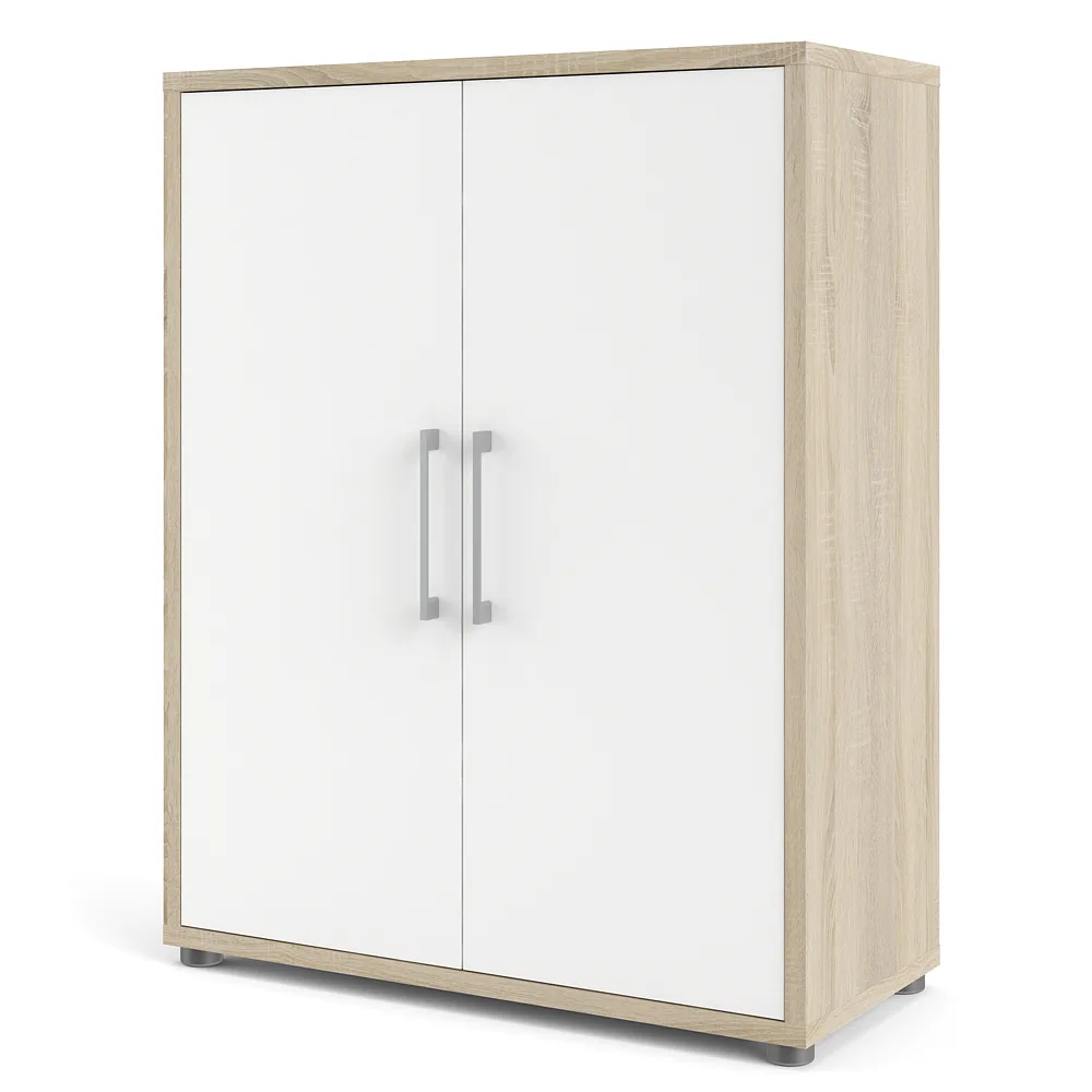 Prisme Aktenschrank mit 2 Türen Eiche Dekor, weiss