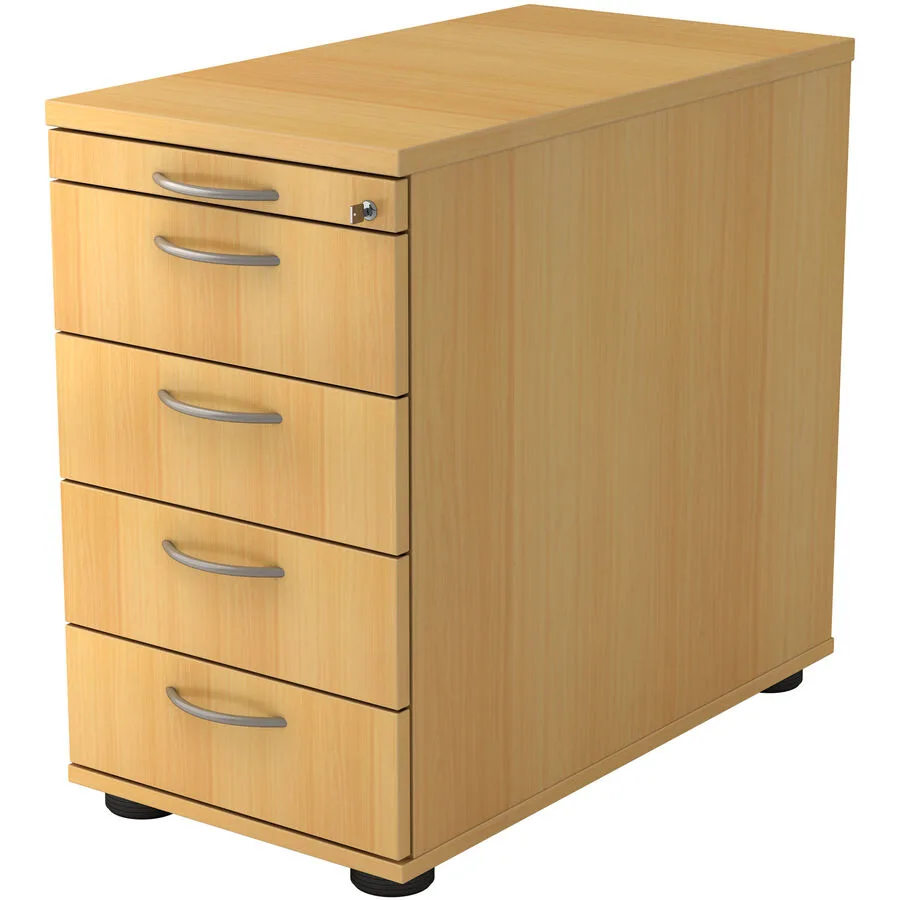 Standcontainer Office buche/Aluminium gebürstet Holzwerkstoff B 42.8 H 76 cm