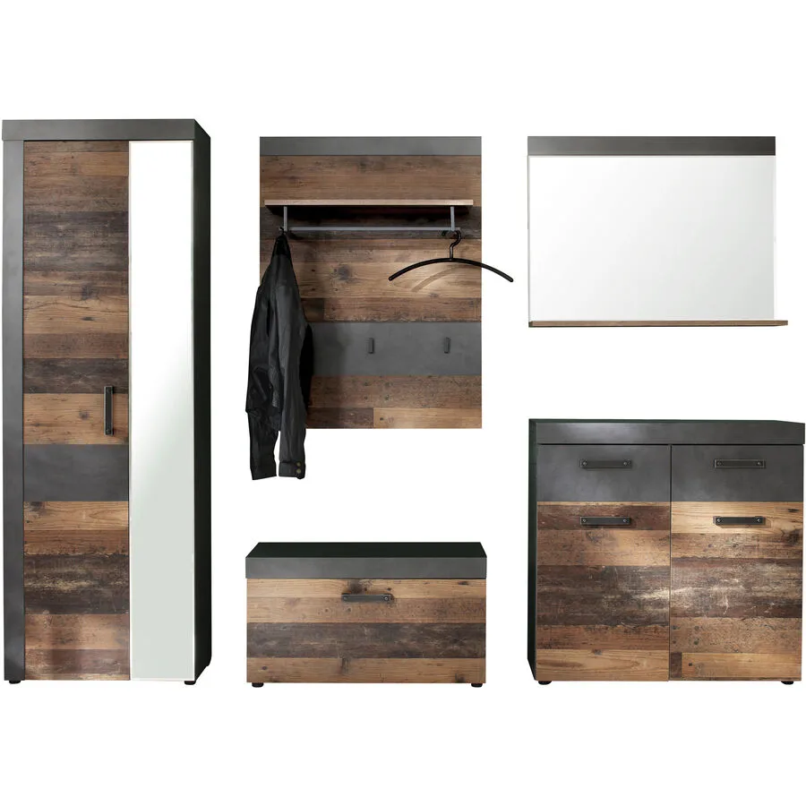 Garderobenmöbel-Set Fuerte graphit Holzwerkstoff B 265 T 37 H 192 cm