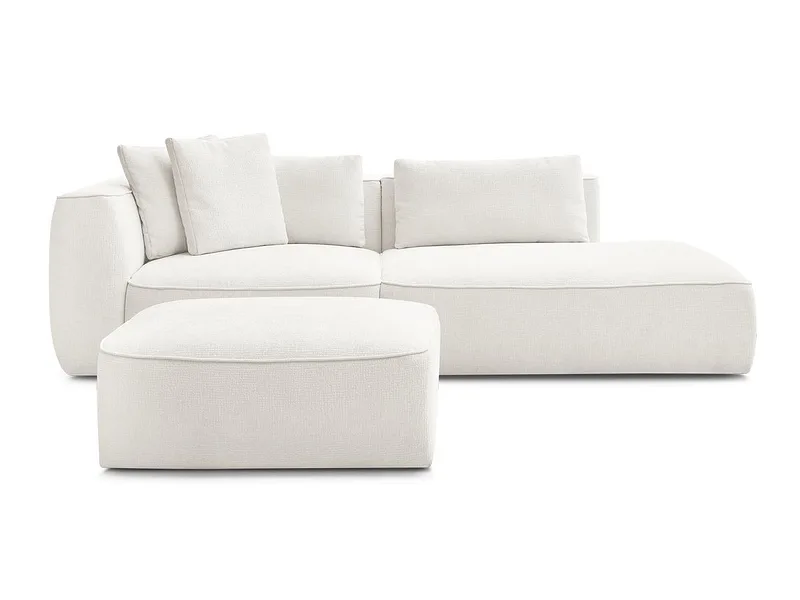 3er Sofa mit Hocker BOBOCHIC LEOPOLD Stoff mit Textur weiss