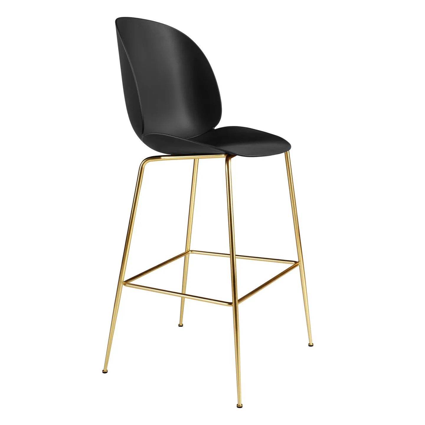 Gubi - Beetle Bar Chair Un-upholstered, Conic Base Brass, Black Shell, - Barstolar - GamFratesi - Svart - Metall/Plast