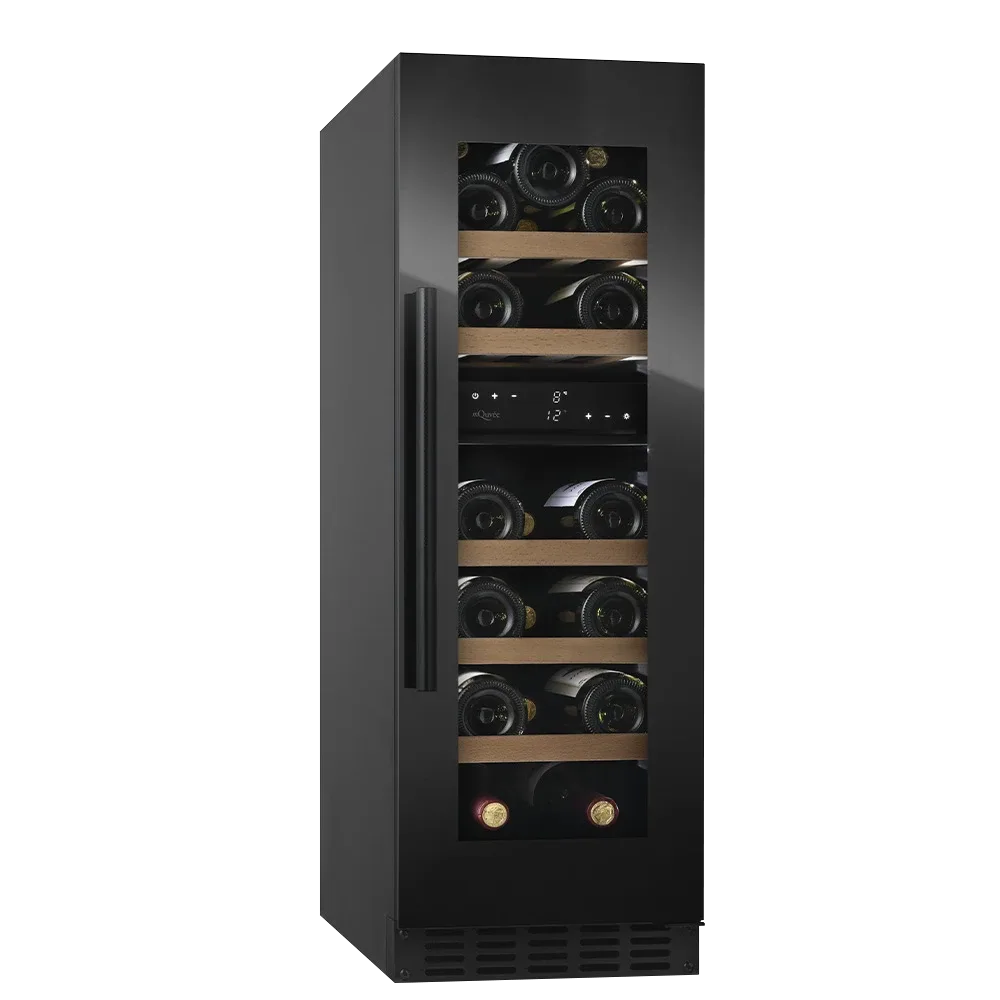 Weinkühlschrank einbauChampagnerkühlschrank30 cm breit - WineCave 800 30D Fullglass Black - schwarzes Vinyl - leise