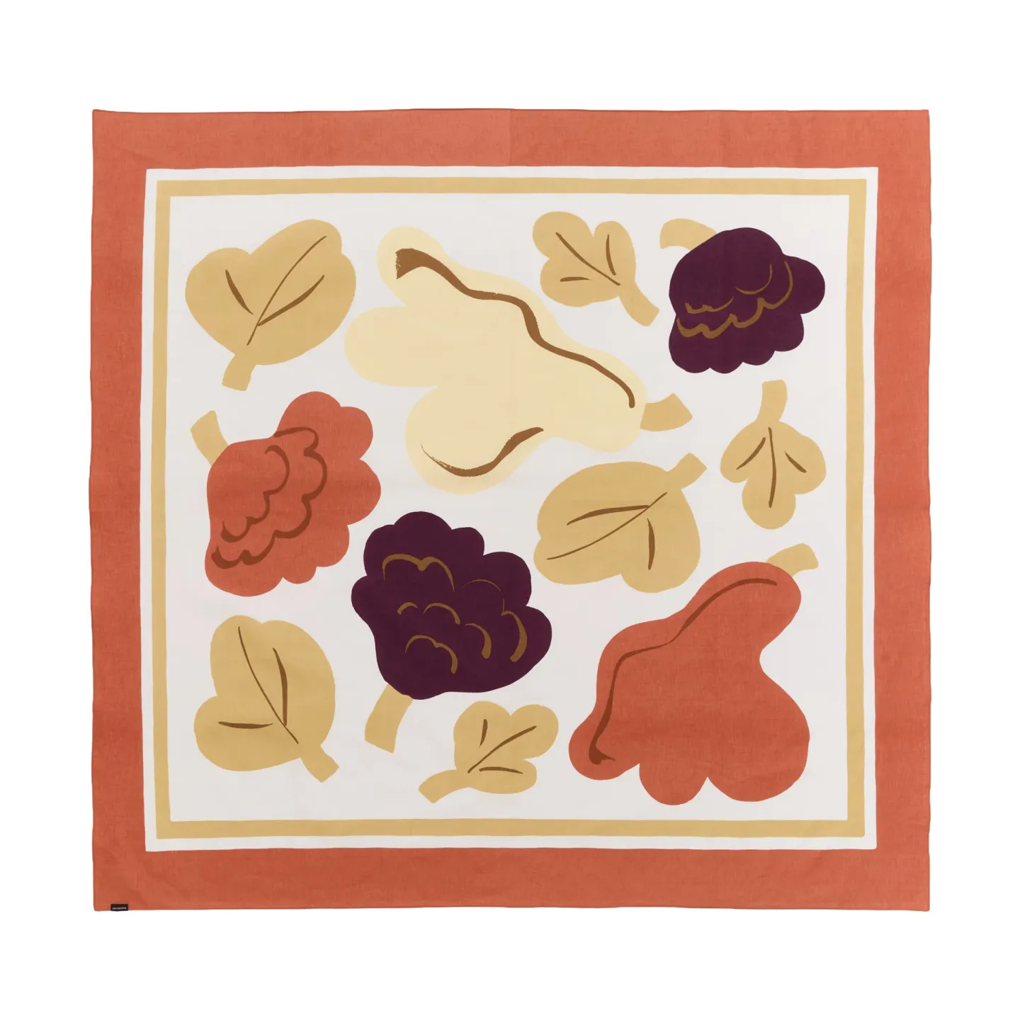 Marimekko Kukasta Kukkaan Tuch White-terrac-ochre-plum, 140x140 cm
