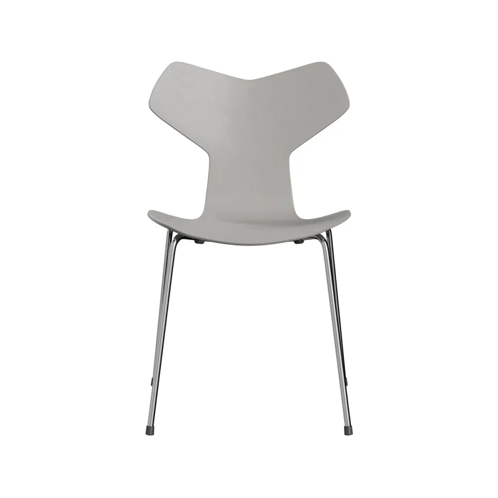 Fritz Hansen Grand Prix 3130 stol Nine grey-målad ask-kromat stålstativ