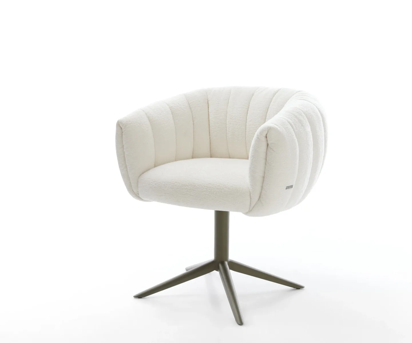 Drehstuhl Jada-Flex Bouclé Soft Beige Fußkreuz Effektfinish Titan 360° drehbar Wippfunktion Taschenfederkern