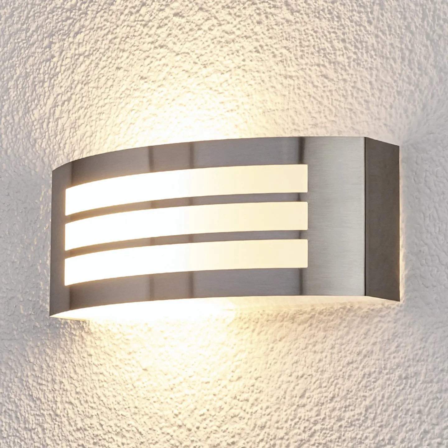 Raja Striped Utomhus Vägglampa Stainless Steel - Lindby - Balkong - Modern - Rostfritt stål - Vinklad