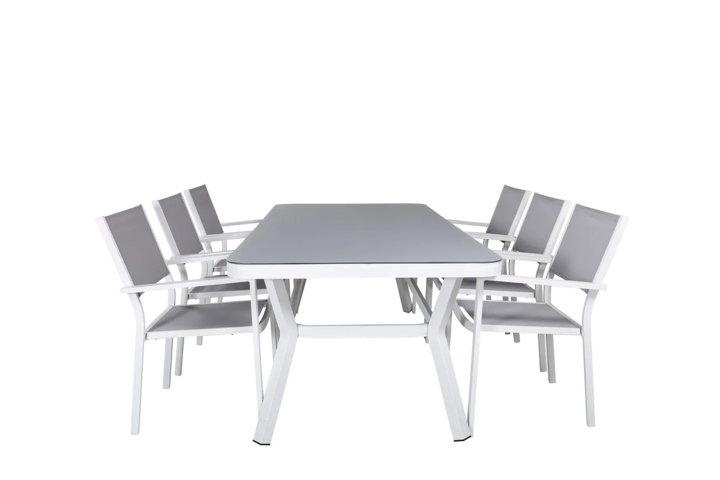 Virya Matgrupp Utomhus 200cm + 6 Copacabana Stapelbara Matstolar Utomhus Vit - Venture Home