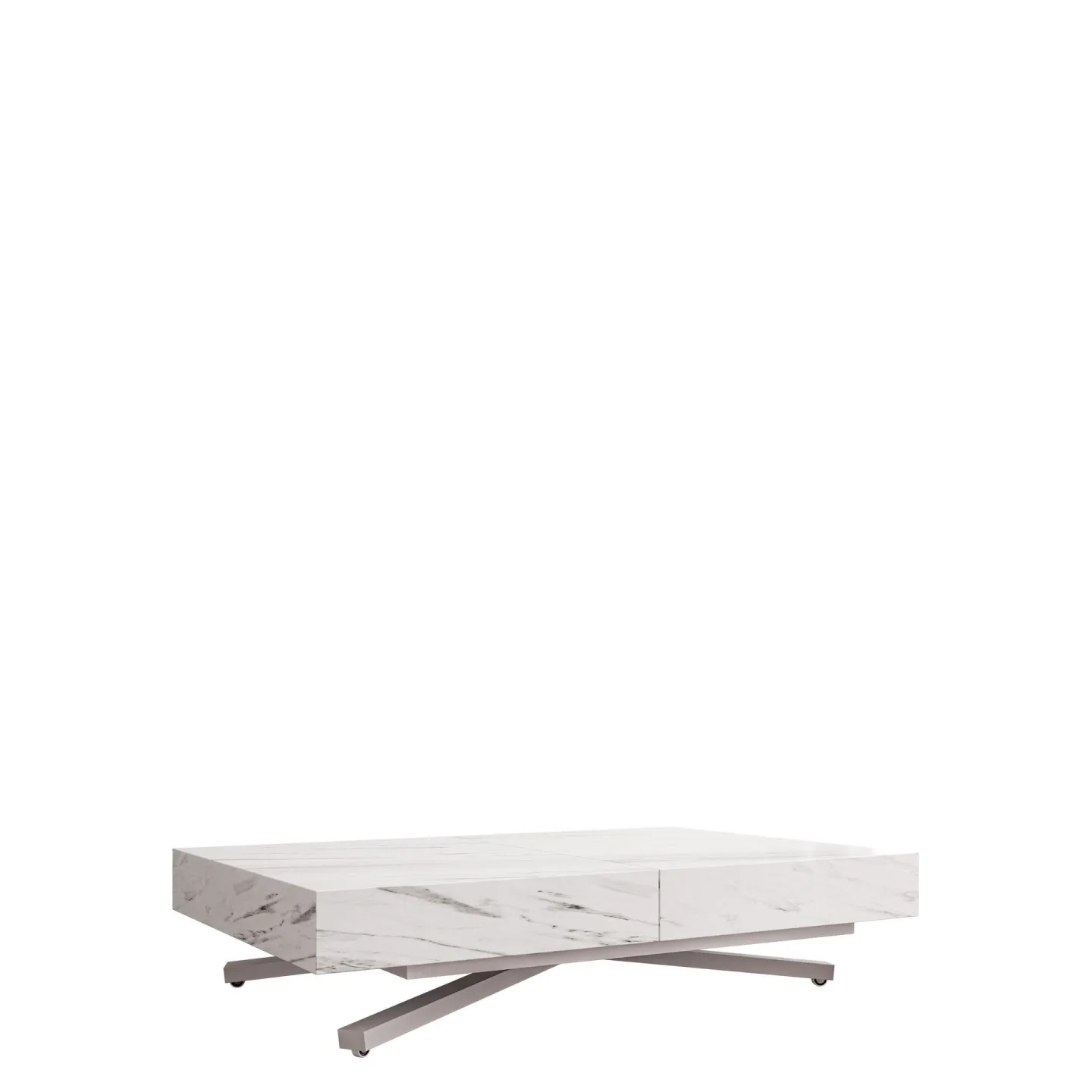 Avendi Soffbord 120 cm - Silver, vit marmor