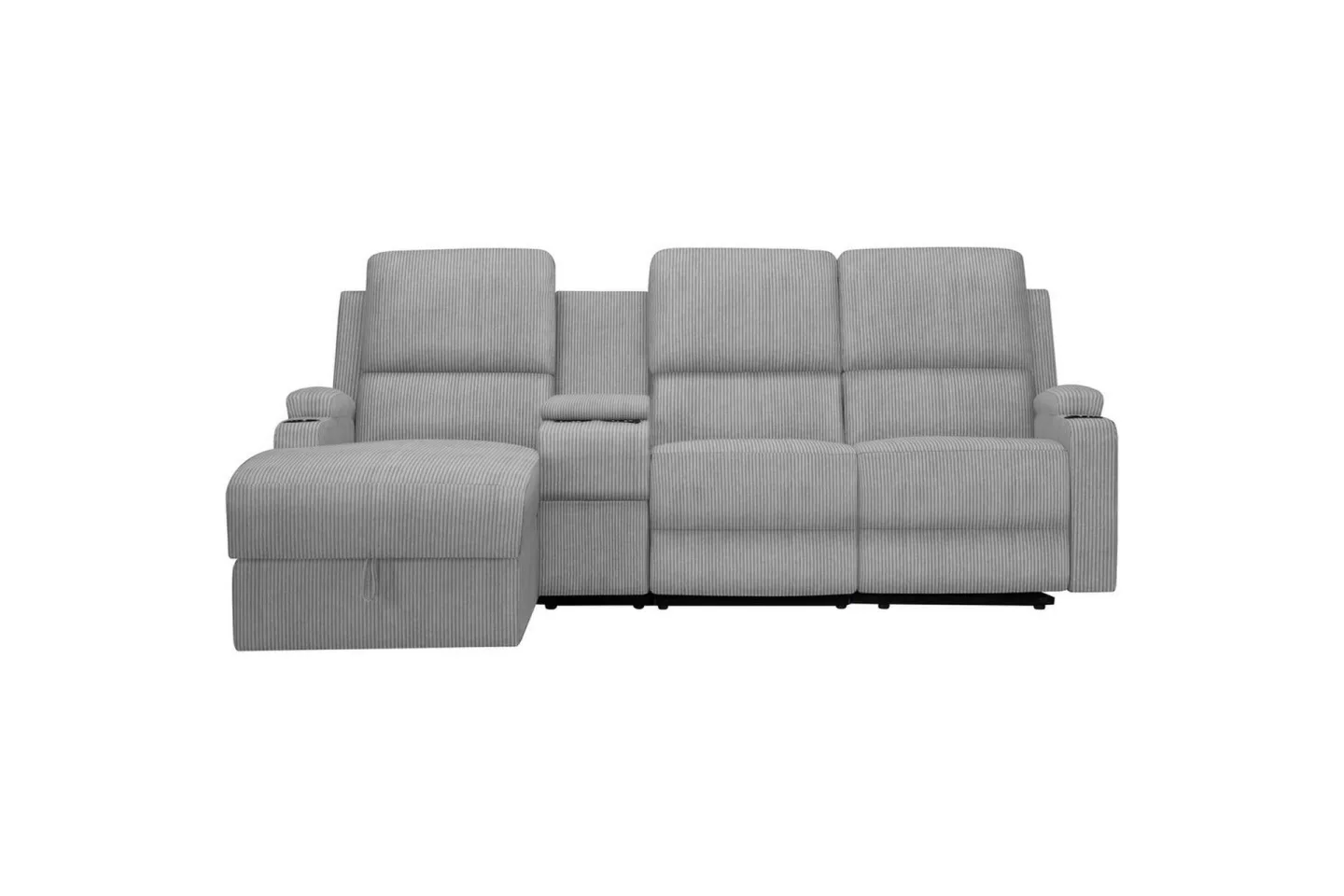 Reclinersoffa med hörn Loft24 Dallas Reclinersoffa 3-sits Grey Left-faced -