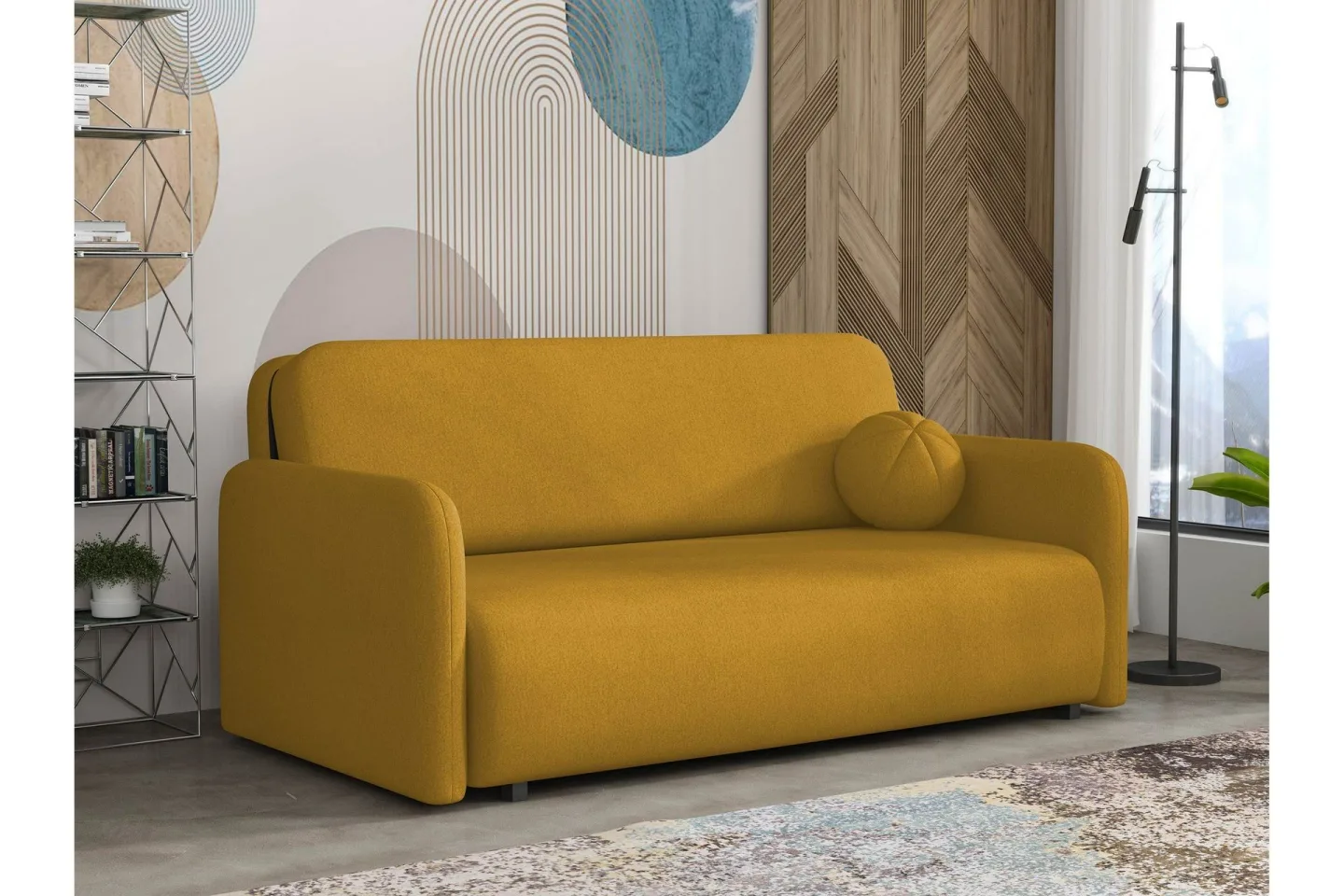 Ajmeri Bäddsoffa 3-sits i Plysch - Gul