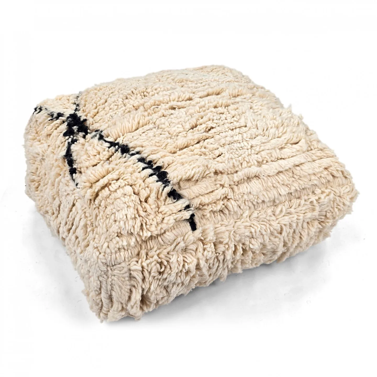 Sittepuff - Marokkansk Beni Ourain 029 (Størrelse: 60 x 60 cm)