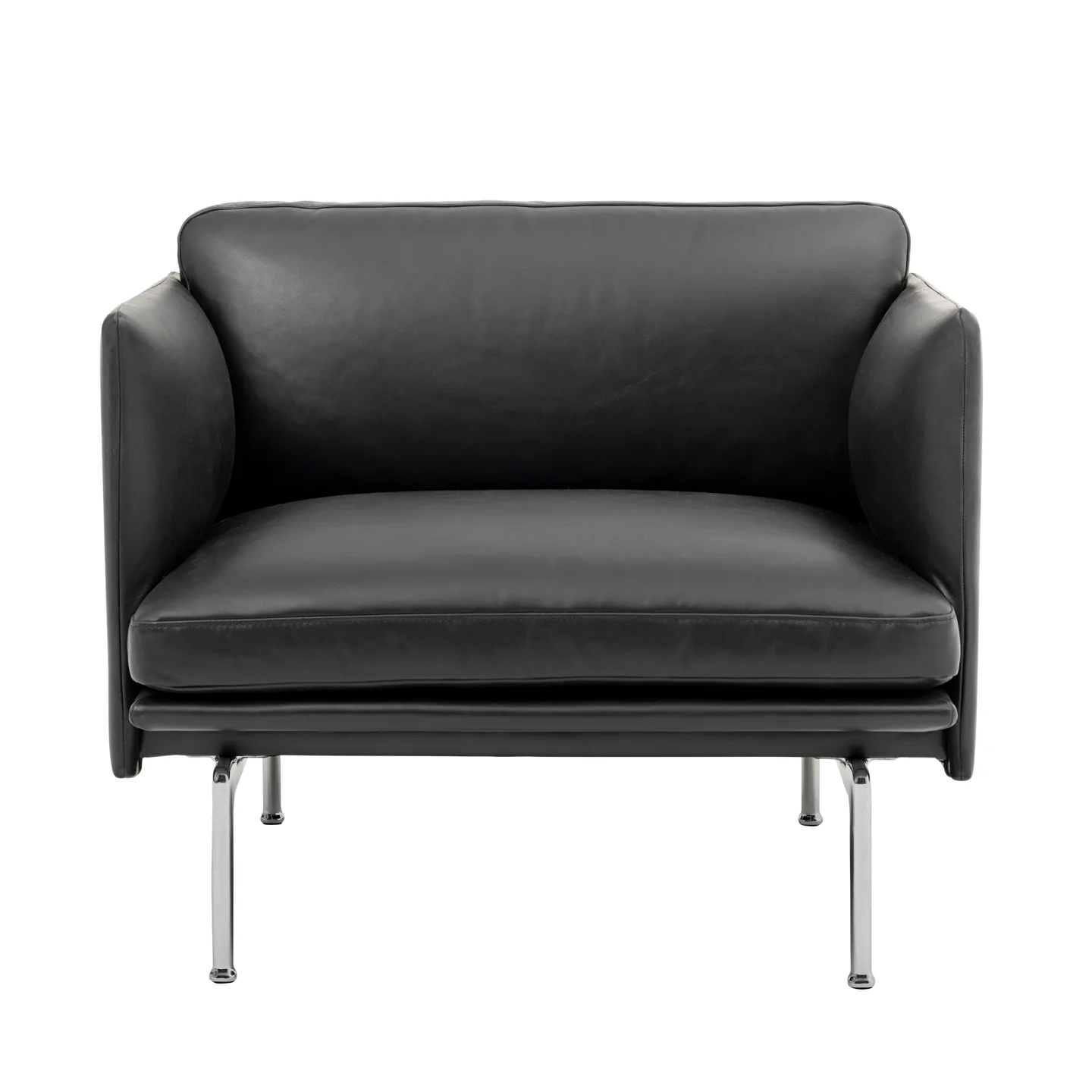 Muuto - Outline Studio Chair / Polished Aluminium Base Refine Leather Black - Fåtöljer - Anderssen & Voll - Metall/Trä/Textilmaterial/Skum