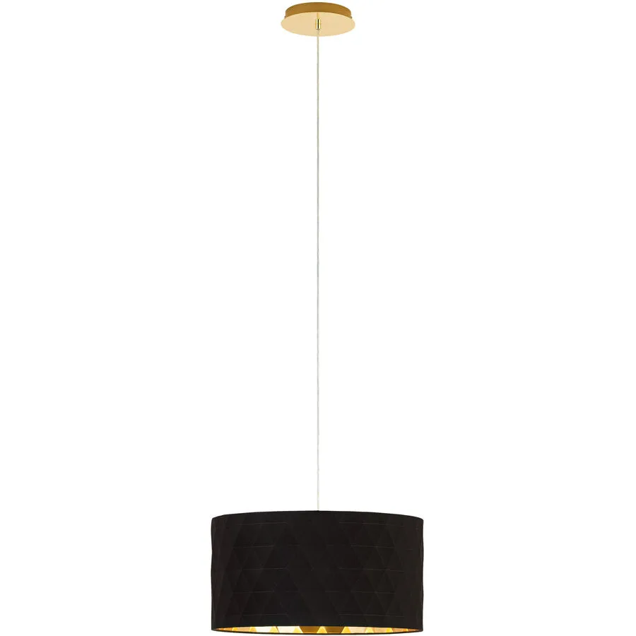 Pendellampe Dolorita Gold/Schwarz Stahl/Stoff 150 cm - Farbe: schwarz-gold