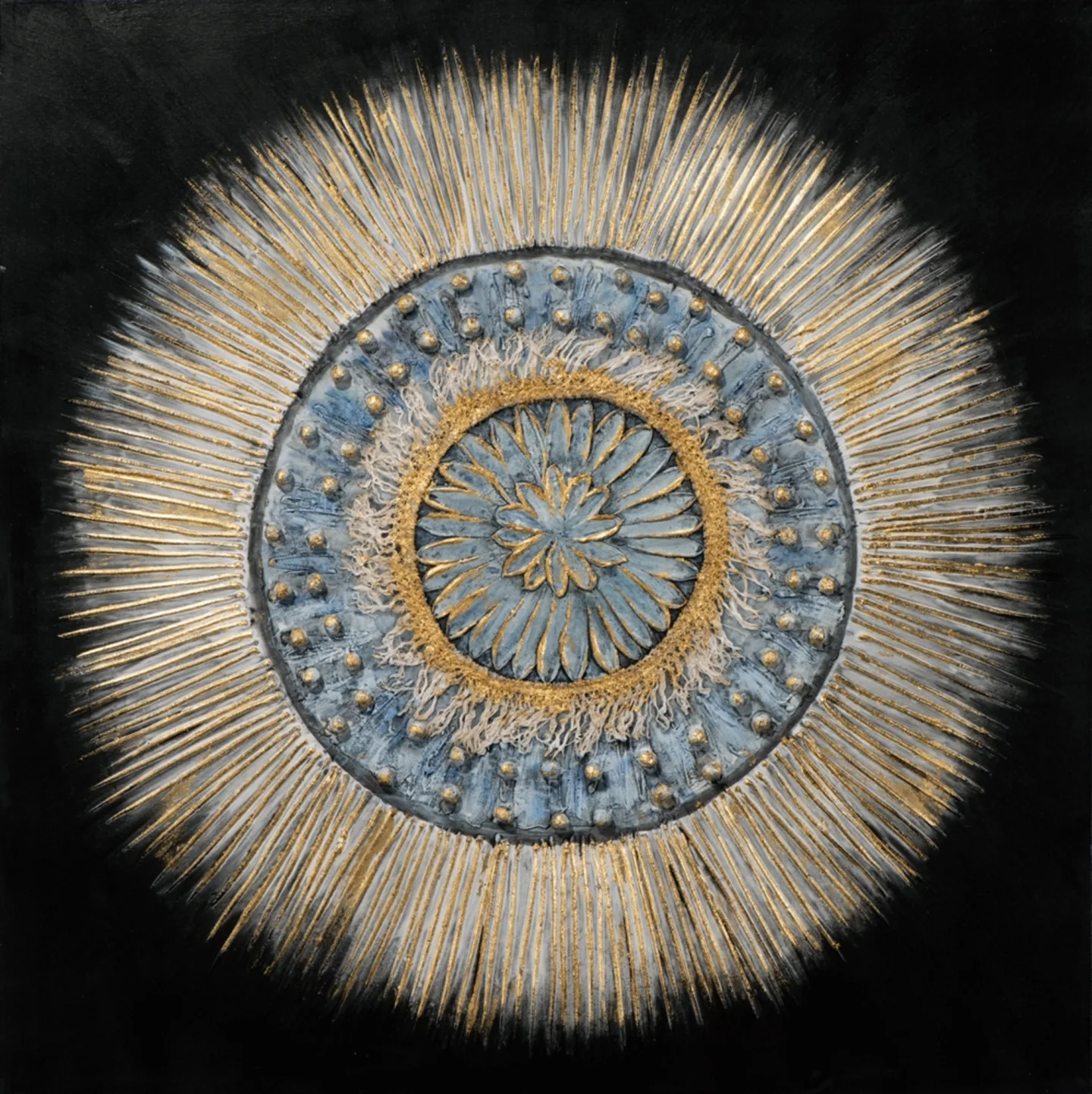 image LAND Bild Blaugraues 3D Mandala Schwarz | Schubiger Möbel