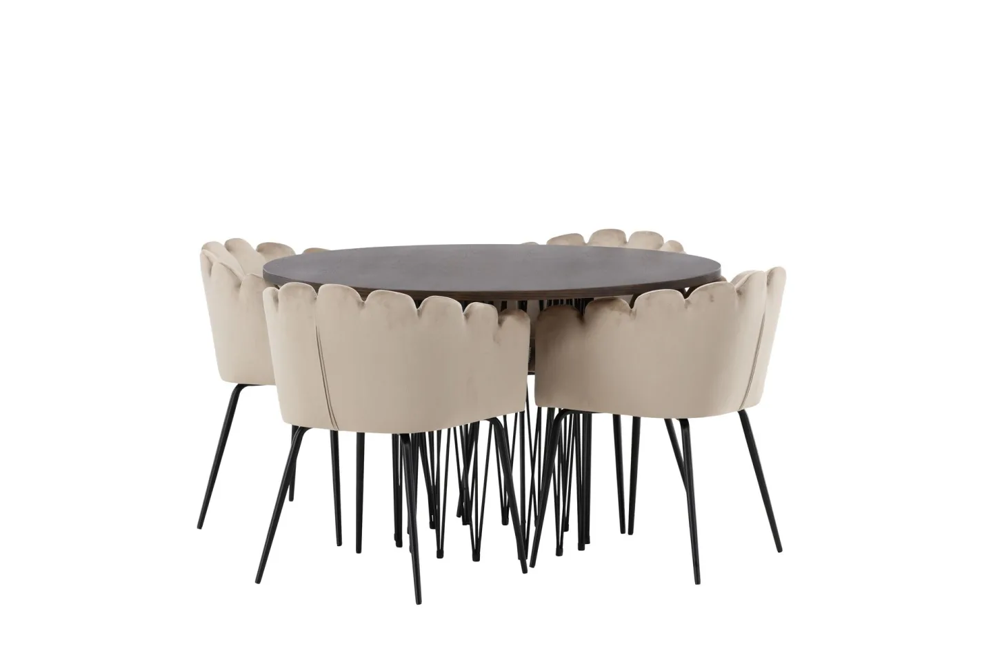 Matgrupp Alismo 120 cm Rund med 4 Limhamn stolar - Beige