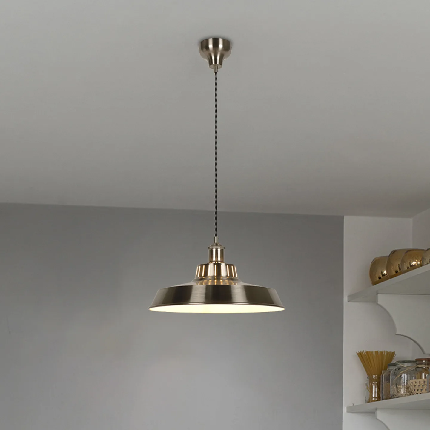 Thelma hængelampe i aluminiumsfarve, Ø 38 cm - COREP SAS - Stue - Metal - Med skærm